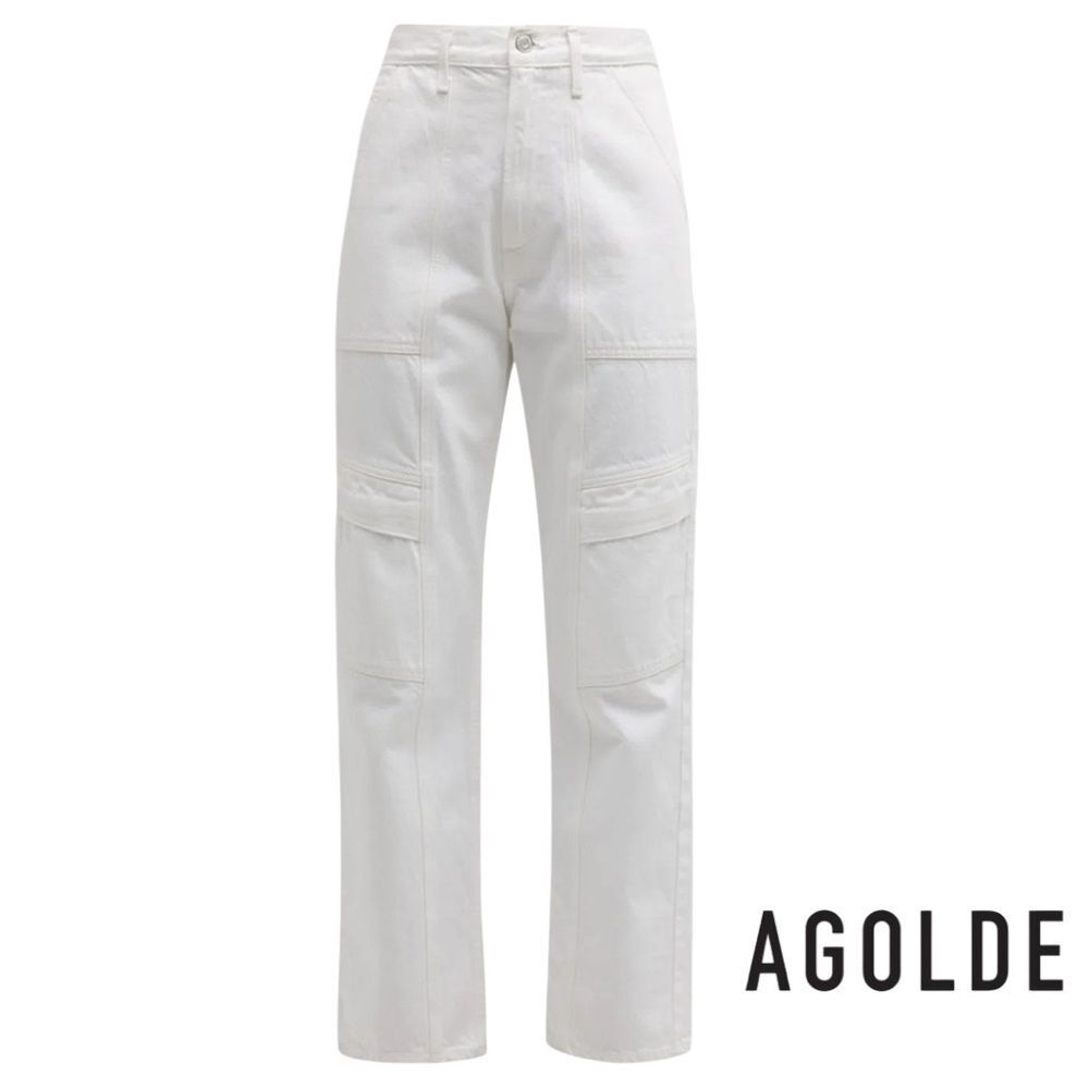 AGOLDE **NWT** Cooper High-Rise Denim Cargo Pants in Milkshake White - Picture 1 of 13